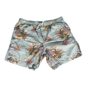 Cotton On Men’s Beach Shorts Large Hawaiian Print Elastic Waist Drawstring Swim